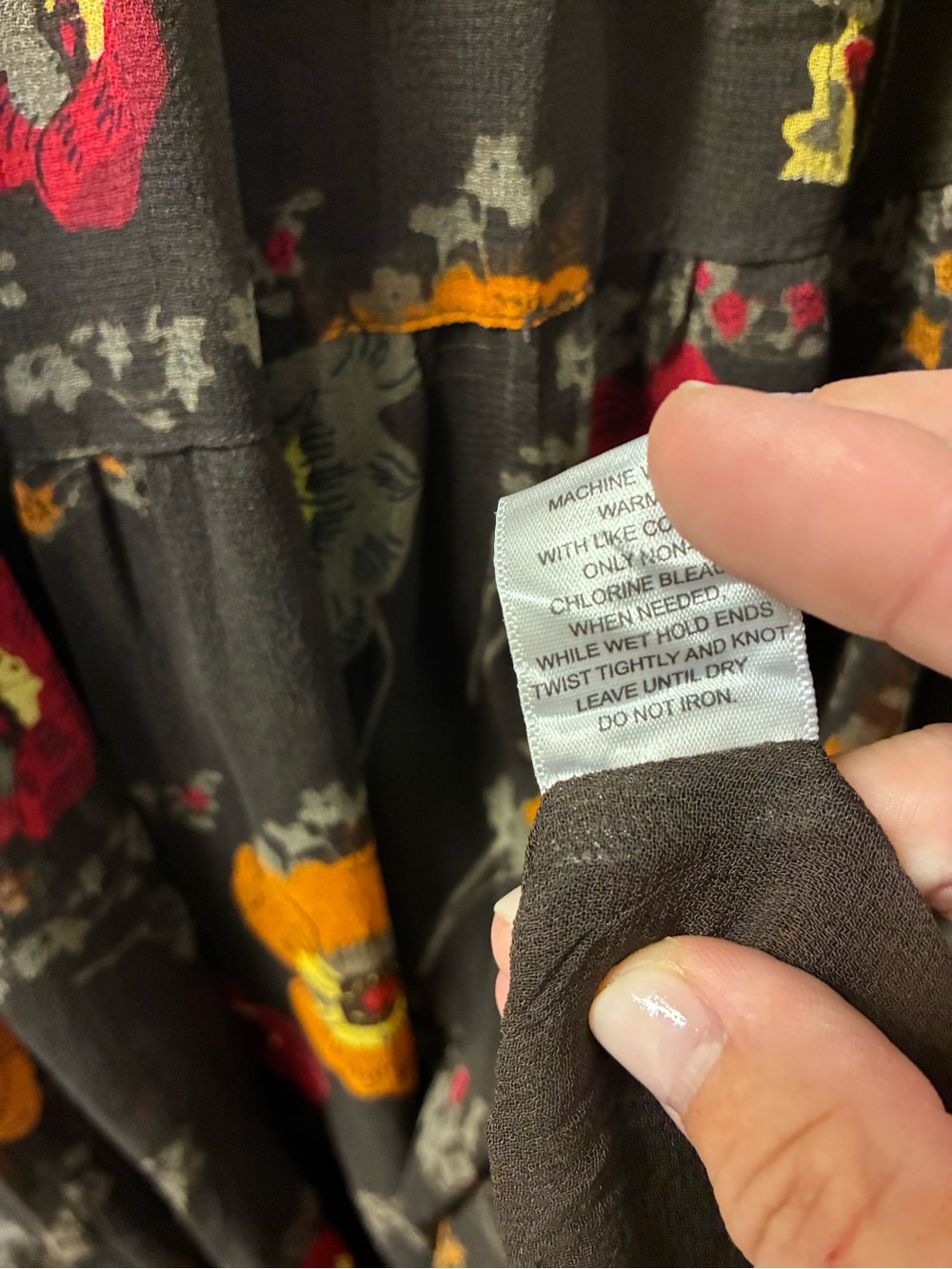 Krazy Kat Women’s Brown Maxi Skirt with Red & Orange Floral Print Size L Autumn - Picture 5 of 6